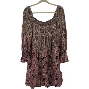Anthropologie Maeve Paisley 1970s Mini Dress Balloon Sleeves Size Small